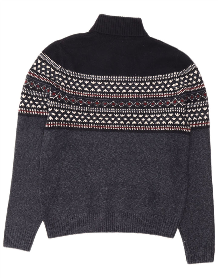 Marks & Spencer Herre Rullehalstrøje Sweater Large Navy Blue Fair Isle