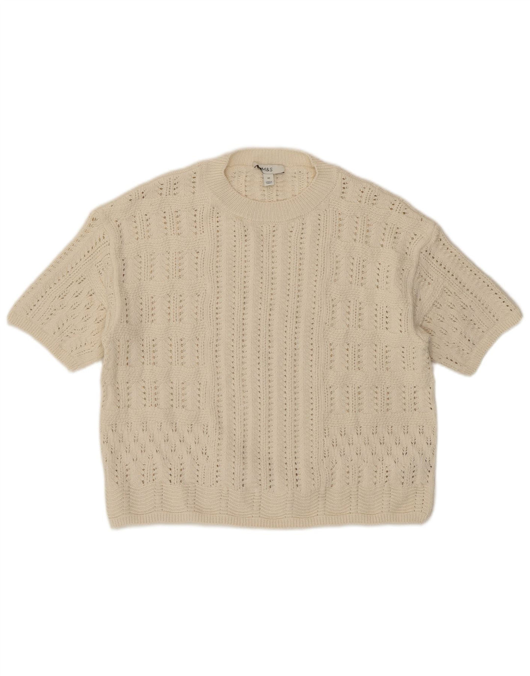 Marks & Spencer Dame Se Through Crew Neck Jumper Sweater UK 14 Medium Be