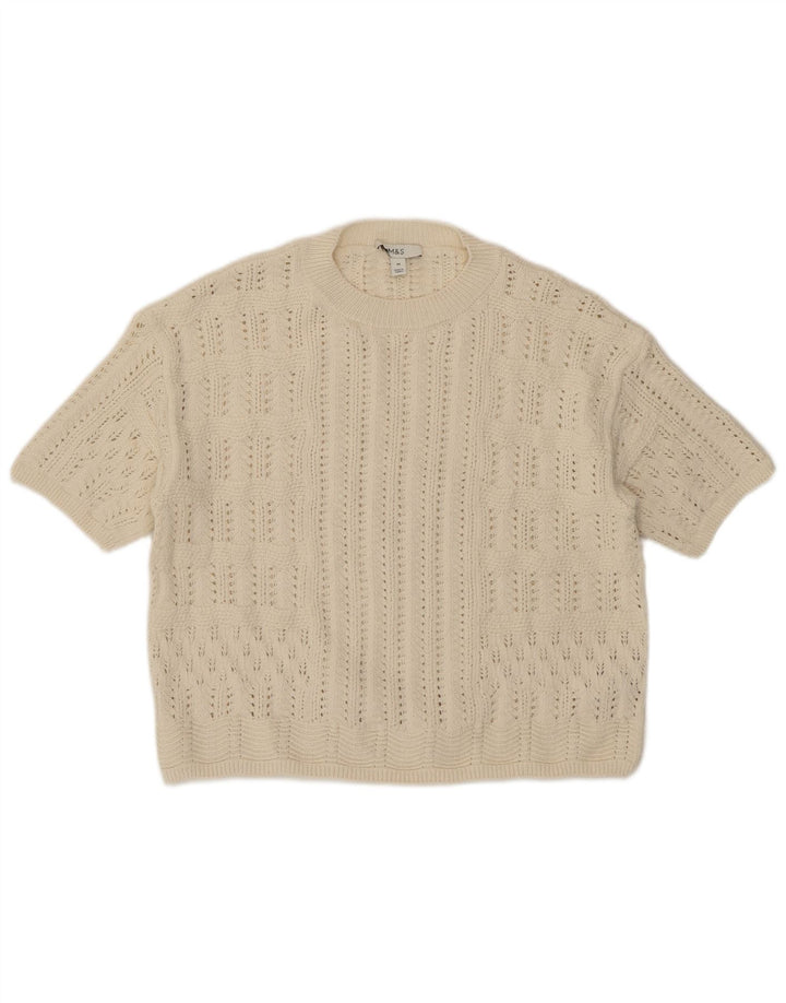 Marks & Spencer Dame Se Through Crew Neck Jumper Sweater UK 14 Medium Be