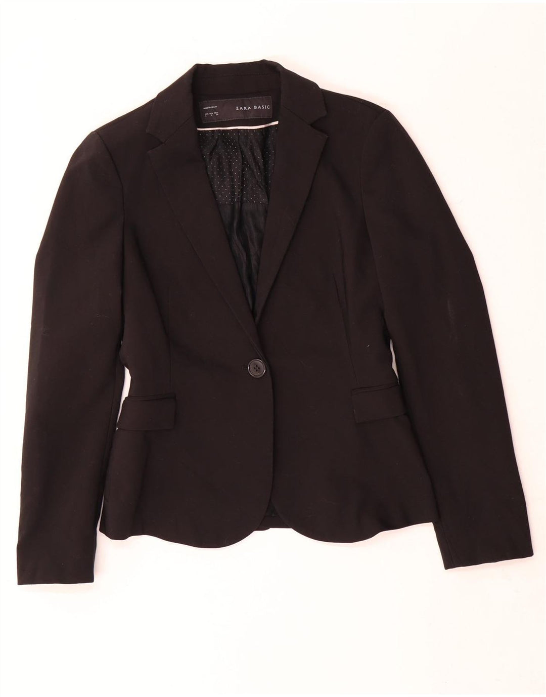 Zara Dame 1 Knap Blazer Jacket UK 10 Small Black Polyester