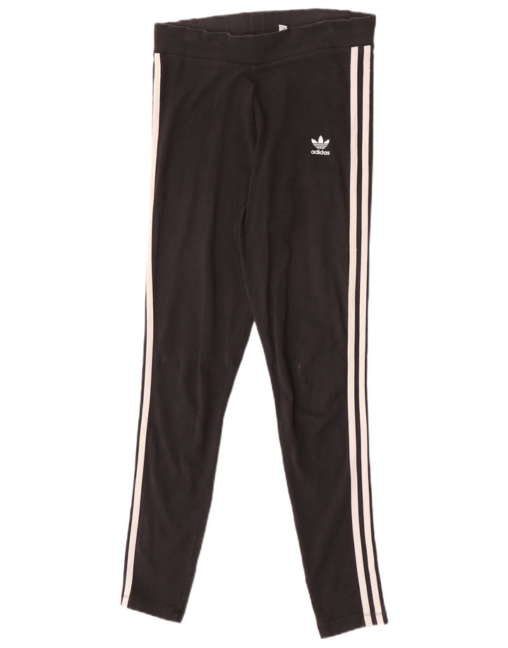 Adidas Dame Slim Fit Leggings UK 12 Medium Sort Bomuld