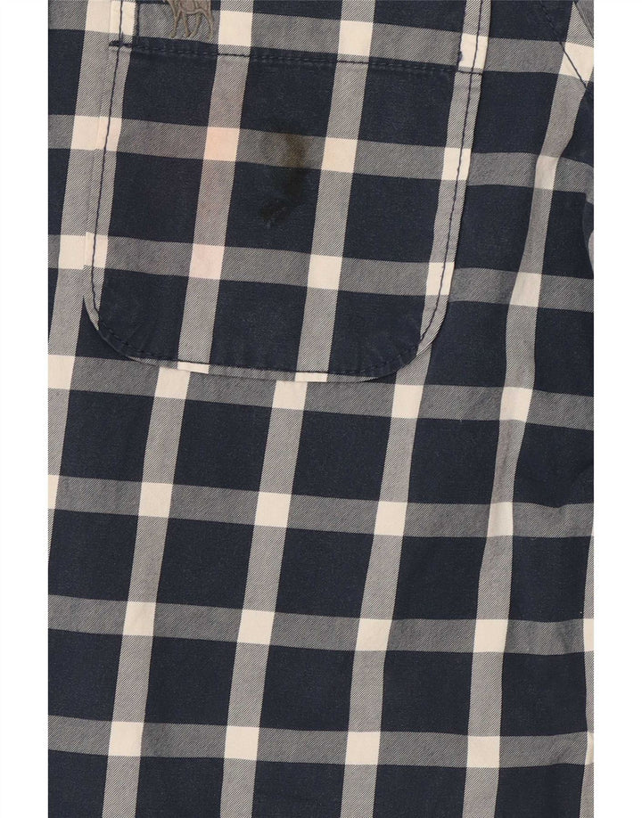 Abercrombie & Fitch Herre Muscle Shirt Large Navy Blue Gingham