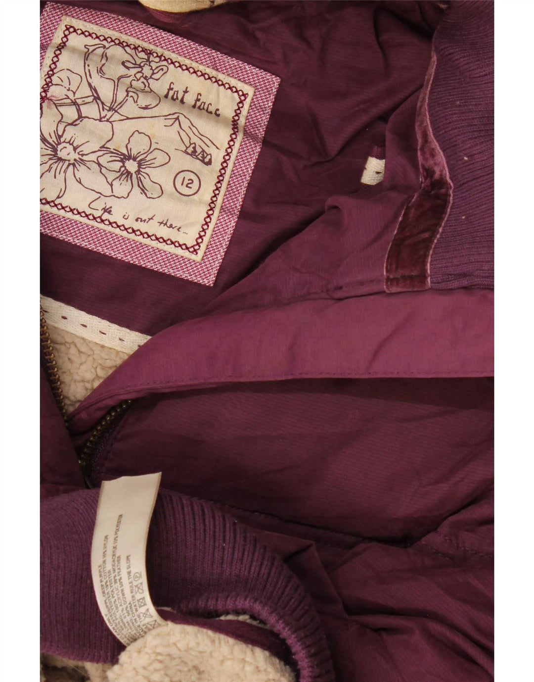 Fat Face Dame Hætte Polstret Gilet UK 12 Medium Maroon Polyester