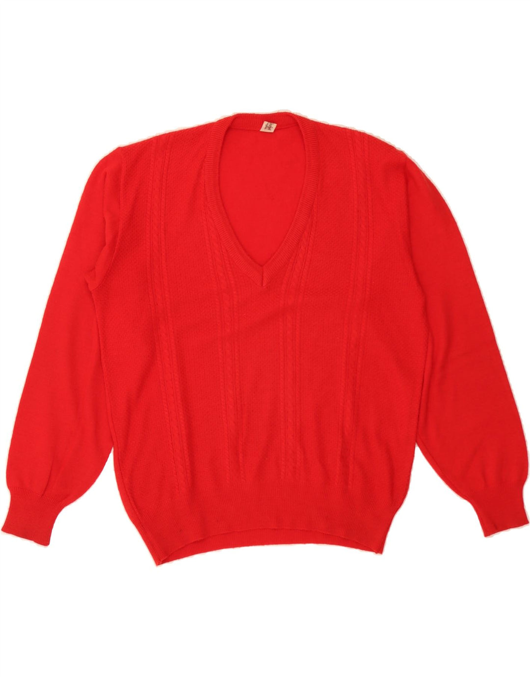 VINTAGE Womens V-Neck Jumper Sweater UK 16 Large Red Wool Vintage Vintage and Second-Hand Vintage from Messina Hembry 