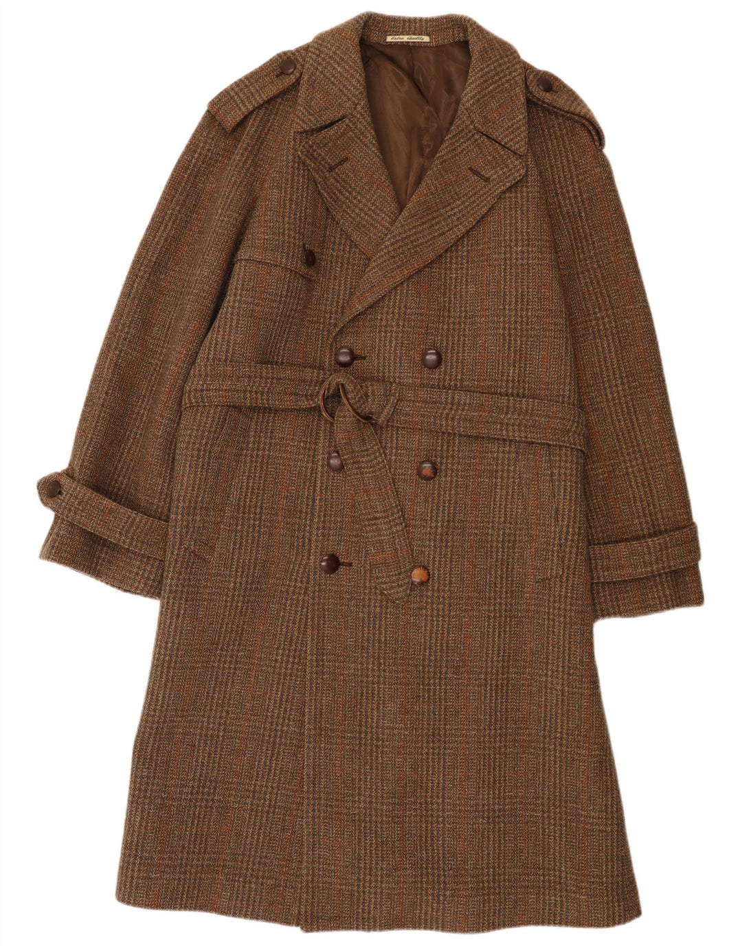 Profilo Herre Militær Dobbeltradet Frakke UK 36 Small Brown Check