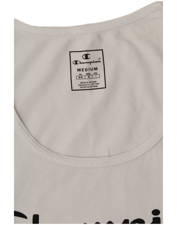Champion Dame Grafisk T-Shirt Top UK 12 Medium White