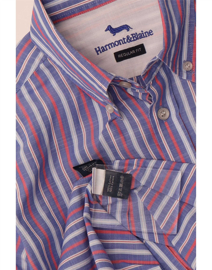 Harmont & Blaine Herre Regular Fit skjorte Medium blå stribet bomuld