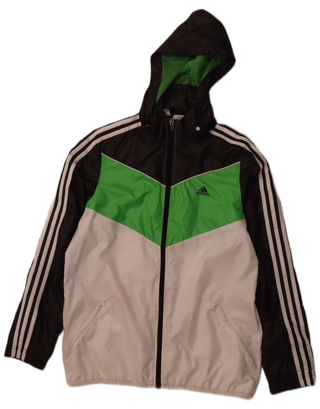 ADIDAS Boys Clima Proof Rain Jacket 15-16 Years Multicoloured Colourblock
