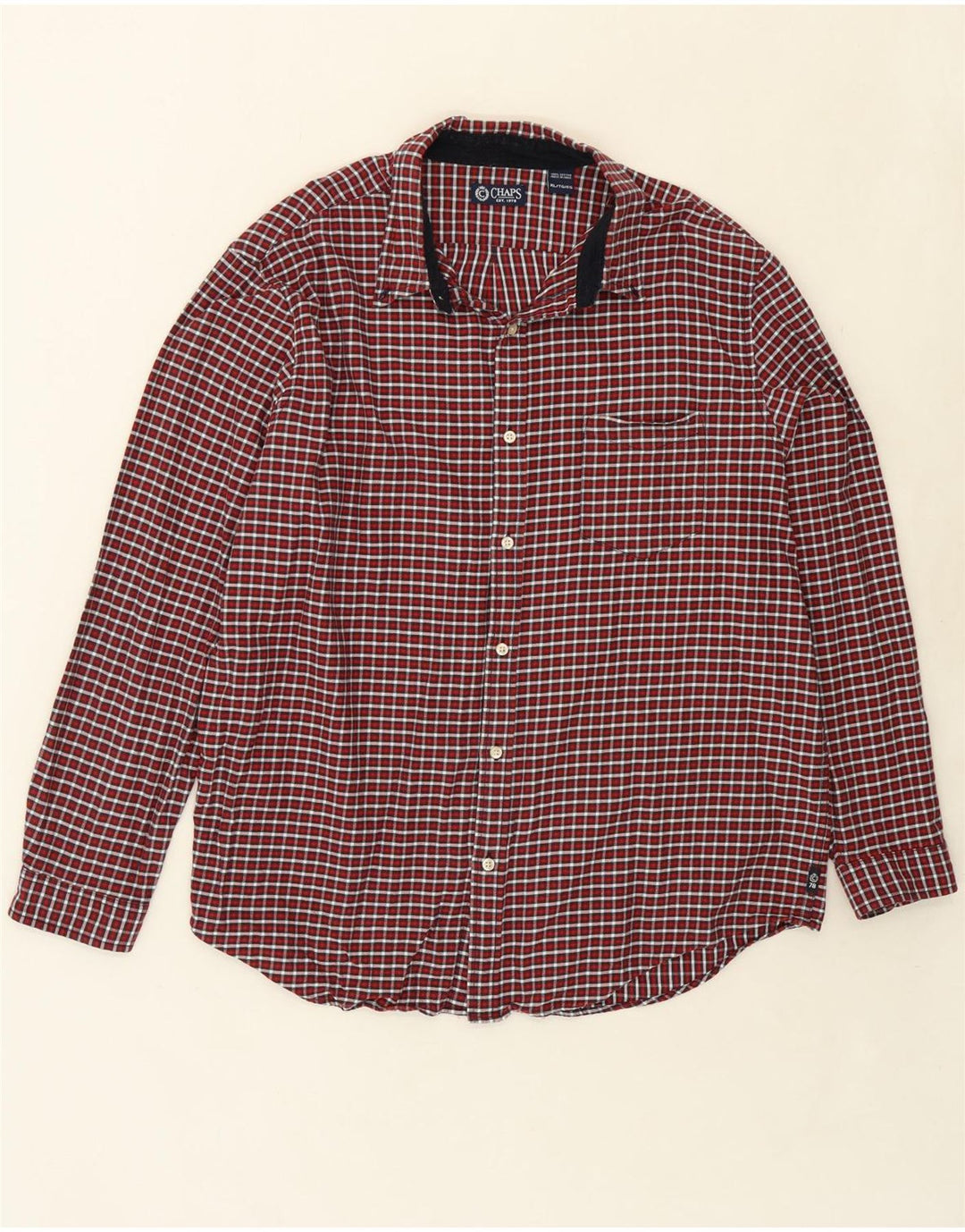 CHAPS Mens Flannel Shirt XL Red Check Cotton Vintage Chaps and Second-Hand Chaps from Messina Hembry 
