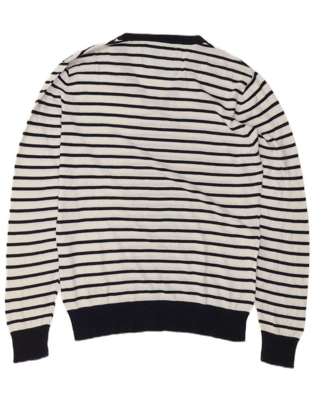 Americanino Herre V-hals sweater Medium hvid stribet bomuld