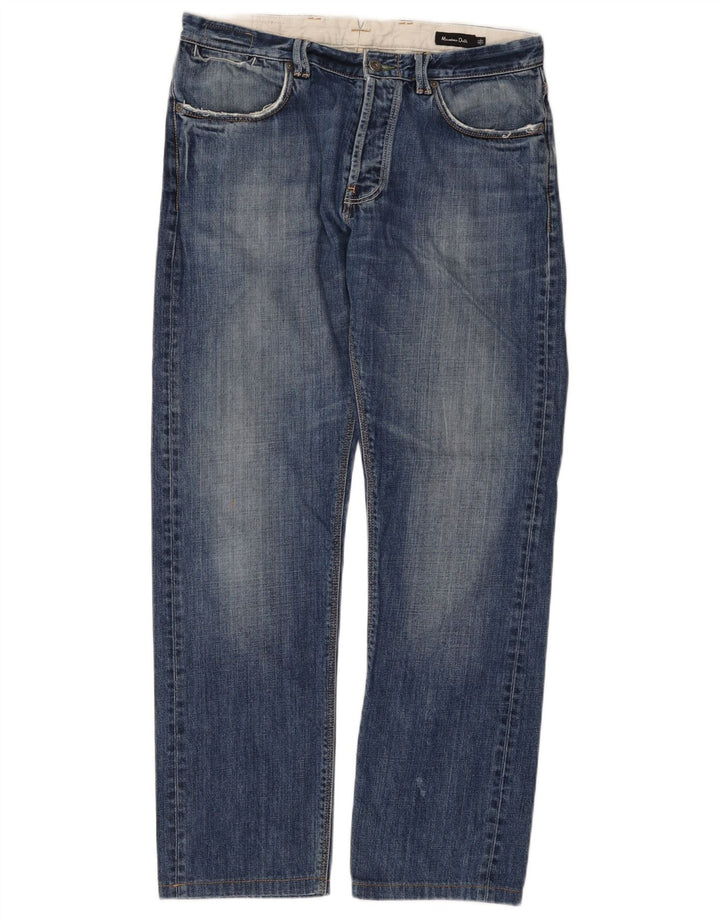 Massimo Dutti Herre Straight Jeans EU 42 Large W32 L30 Blå Bomuld