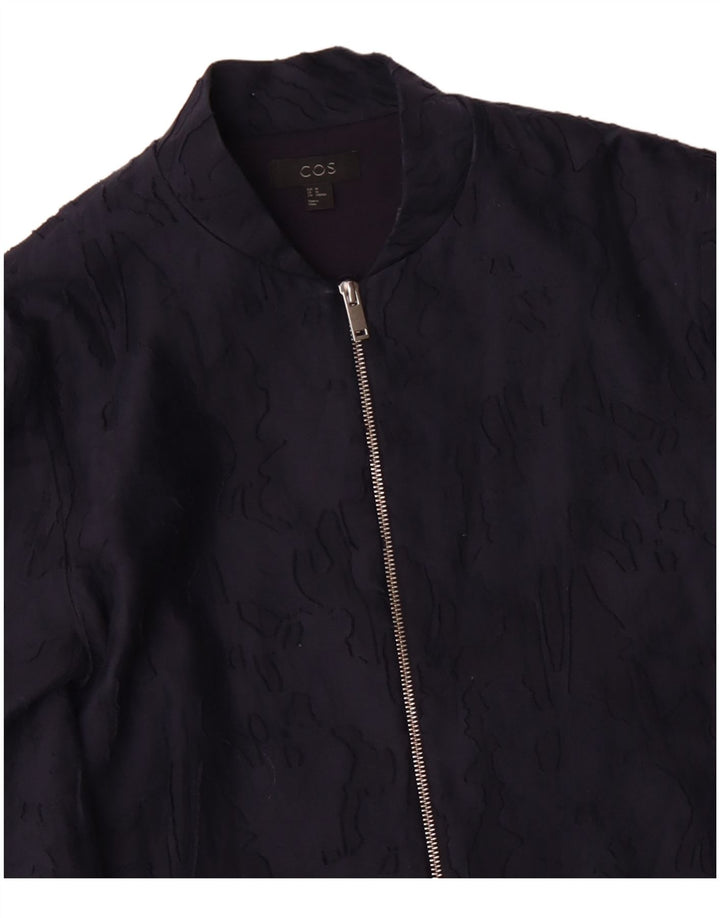 COS Dame Overfrakke EU 40 Medium Navy Blue Camouflage Bomuld