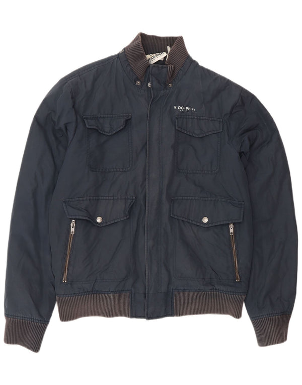 Woolrich Herre Utility Jacket UK 40 Large Navy Blue Cotton