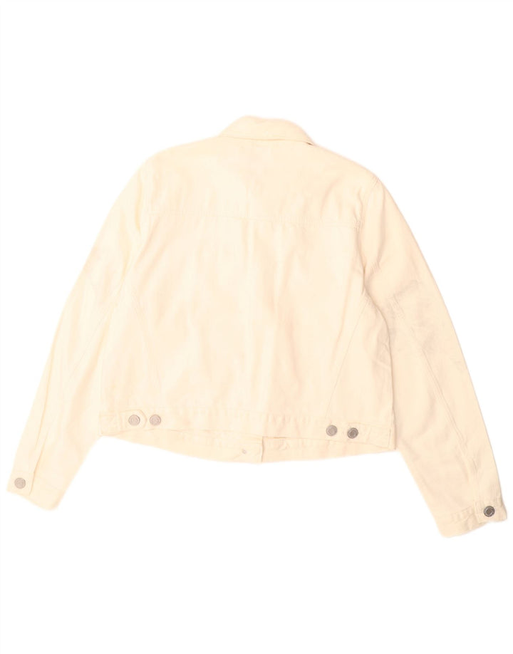 Marks & Spencer Dame Crop Denim Jacket UK 16 Large Off White Bomuld