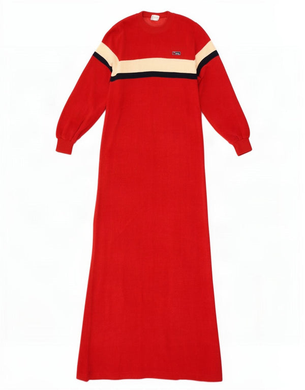 Maser M Langærmet maxikjole til kvinder EU 36 Small Red Colourblock Bomuld