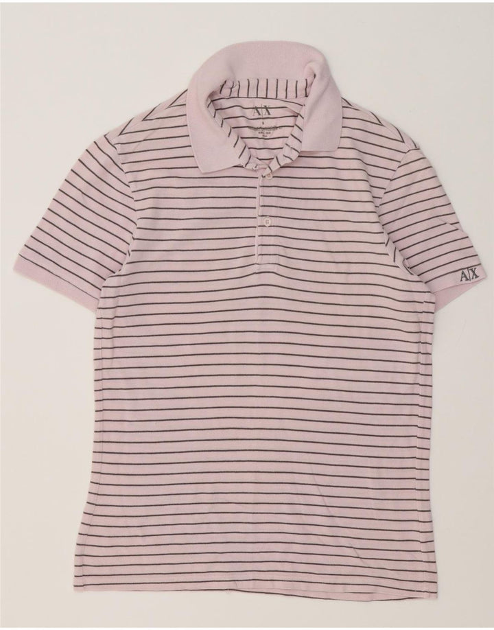 Armani Exchange Herre Polo Shirt Lille Pink Stribet Bomuld