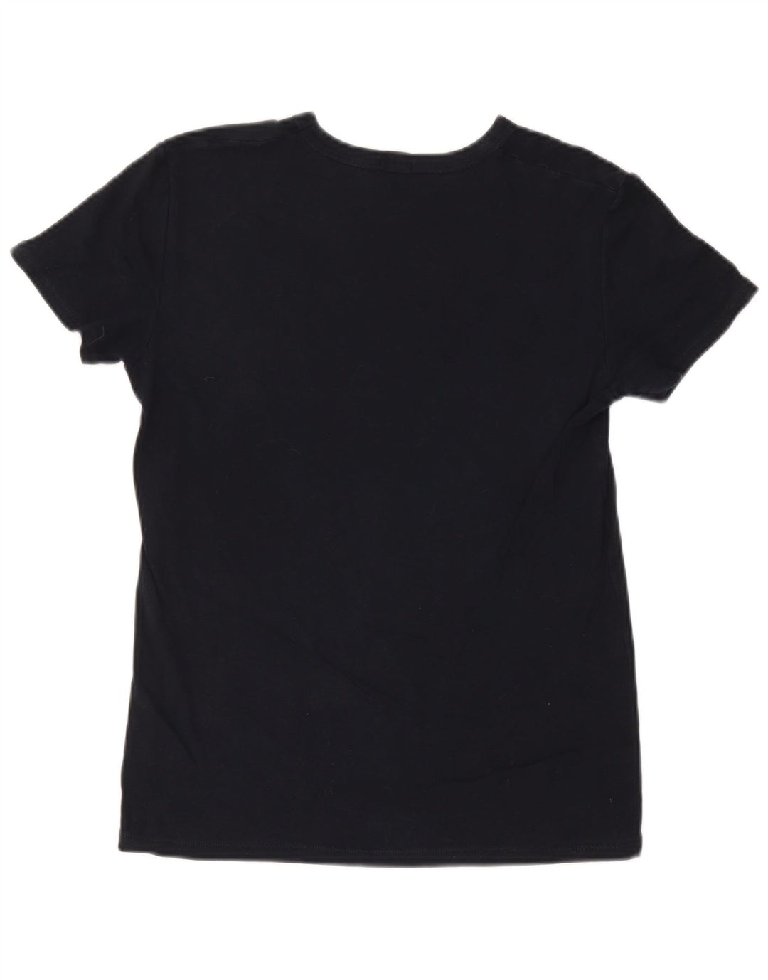 Benetton Dame Grafisk T-Shirt Top UK 14 Medium Navy Blue