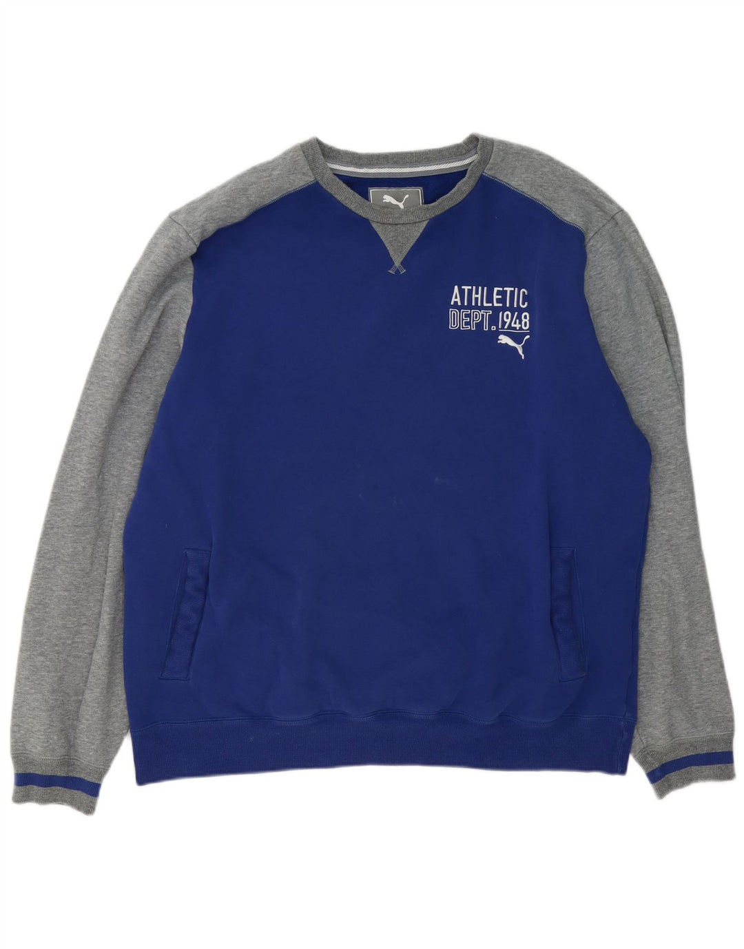 Puma Herre Grafisk Sweatshirt Jumper 2XL Blå Colourblock Bomuld
