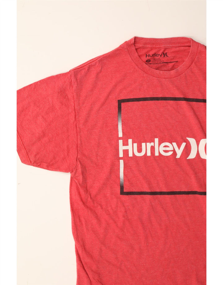 HURLEY Mens Premium Fit Graphic T-Shirt Top Large Pink Polyester Vintage Hurley and Second-Hand Hurley from Messina Hembry 