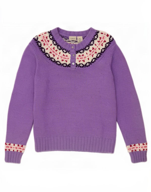L.L.Bean piger sweater med knaphals 15-16 år XL Purple Fair Isle