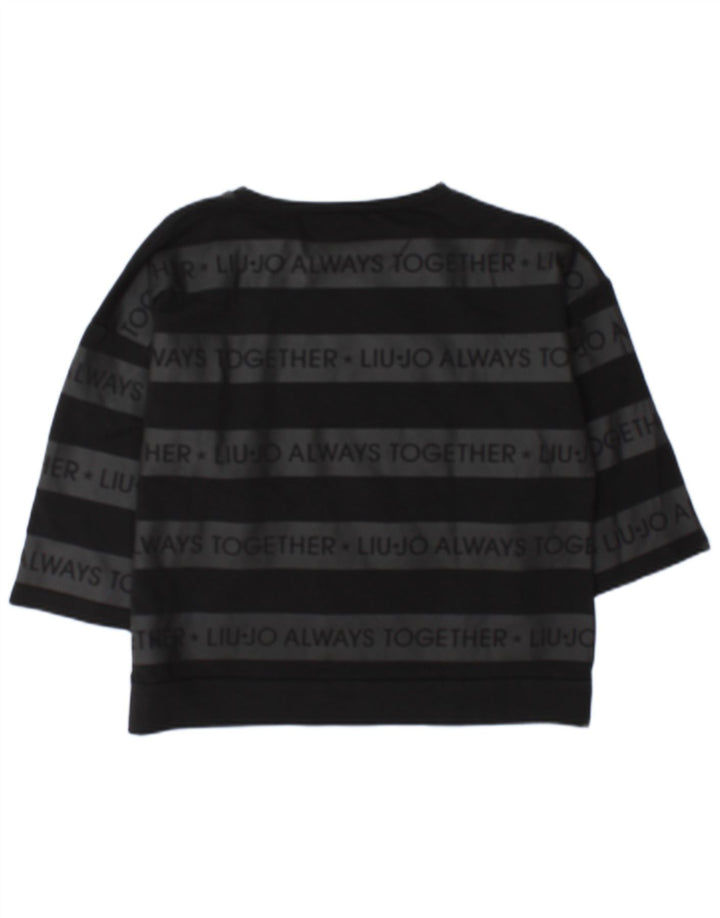 Liu Jo Dame Grafisk Sweatshirt Jumper UK 16 Stor Sort Stribet