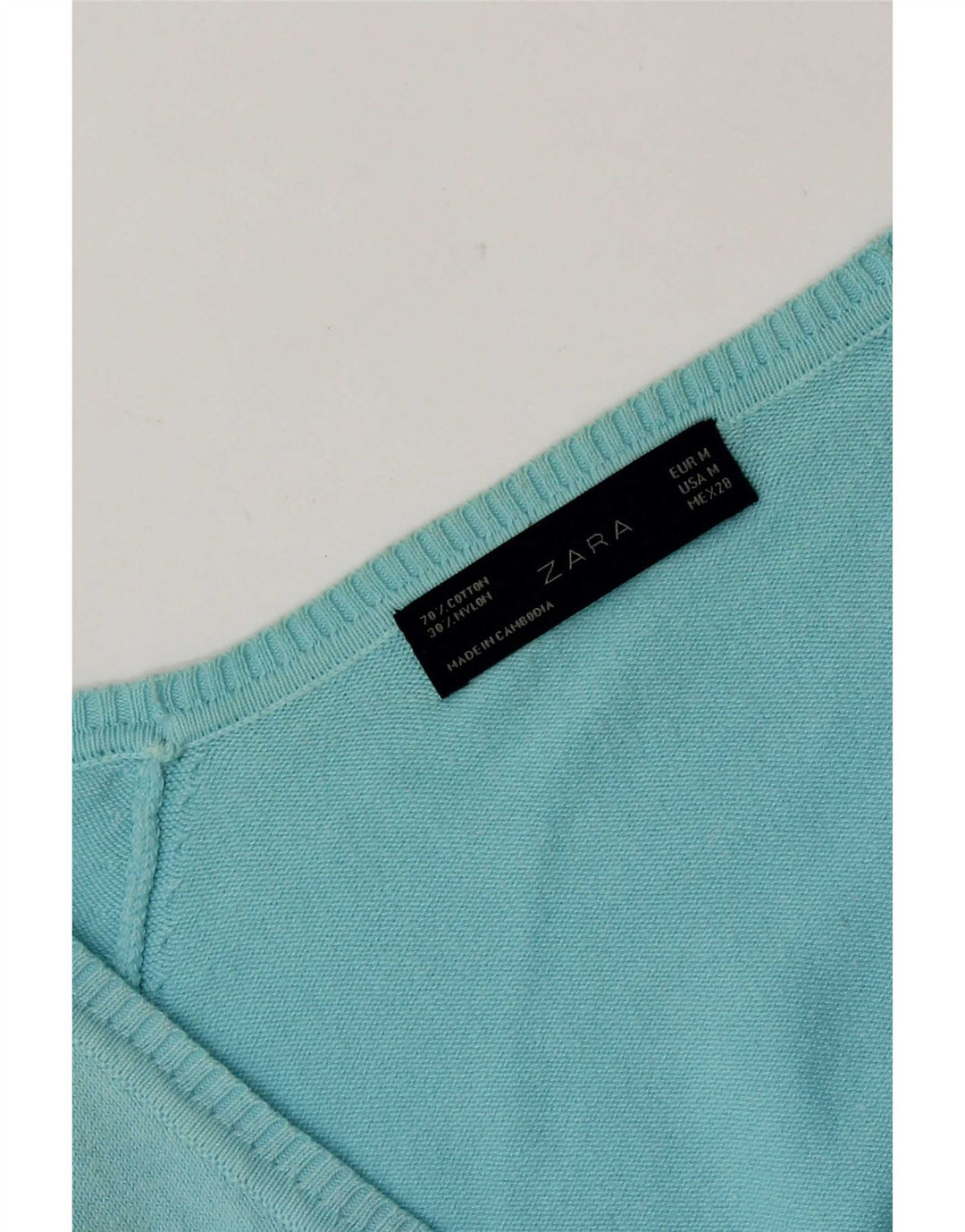 Zara Dame Cardigan Sweater UK 12 Medium Blue Bomuld