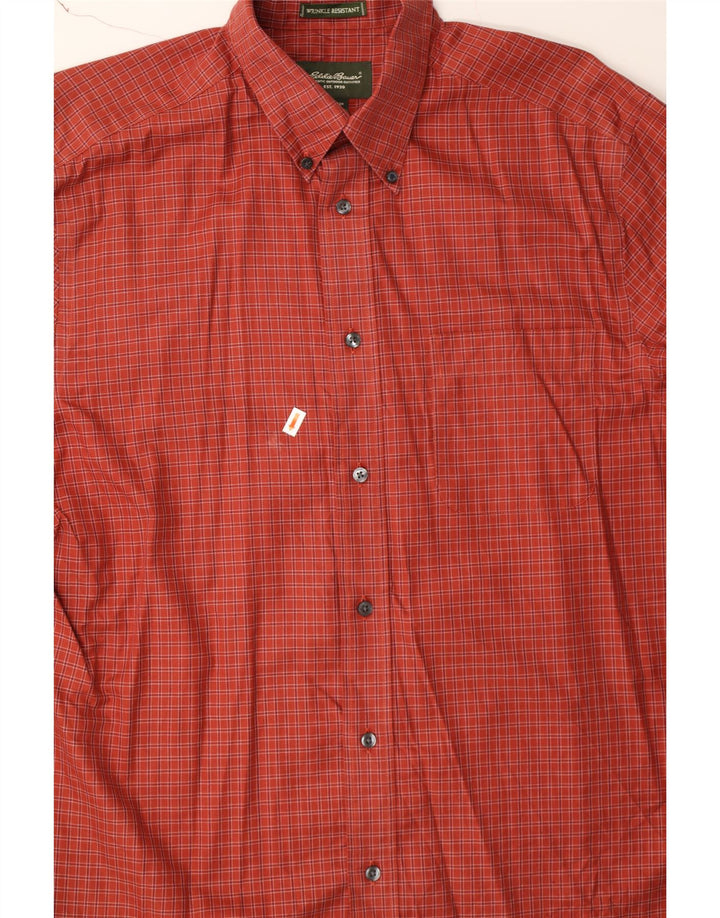 EDDIE BAUER Mens Wrinkle Resistant Shirt Medium Red Check Cotton Vintage Eddie Bauer and Second-Hand Eddie Bauer from Messina Hembry 