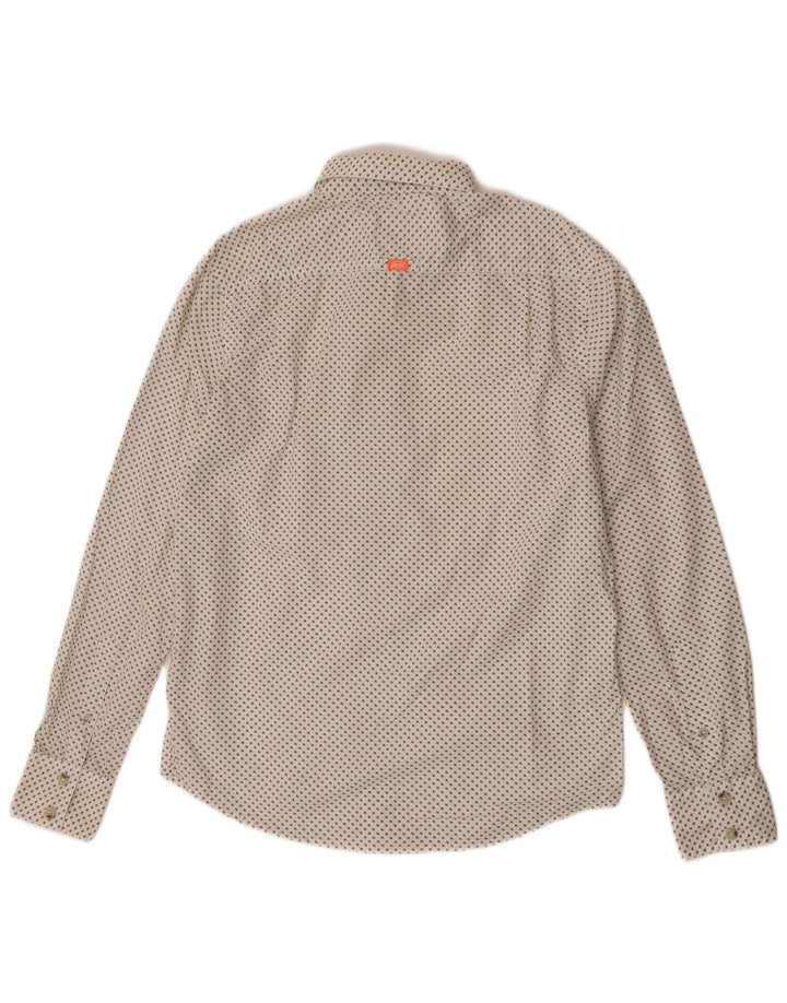 Superdry Herre hvidvasket skjorte med krave XL hvid plettet bomuld