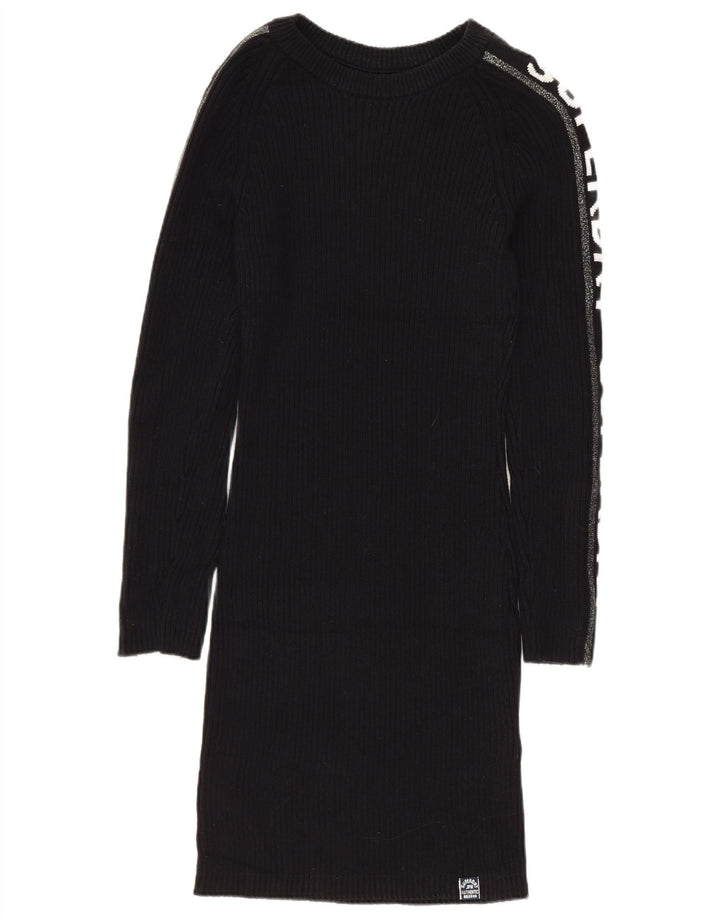 SUPERDRY Grafisk Jumperkjole til kvinder UK 12 Medium Sort Bomuld