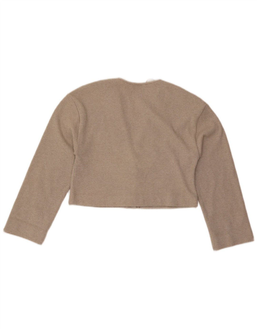 Zara Womens Crop Cardigan Top UK 10 Small Beige Polyester