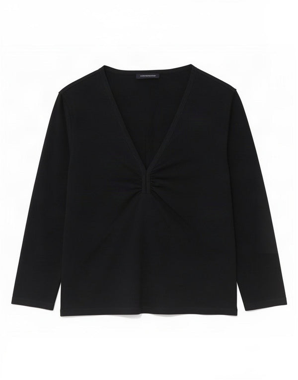 French Connection Dame Top 3/4 ærme UK 12 Medium Sort Bomuld