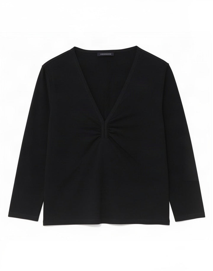 French Connection Dame Top 3/4 ærme UK 12 Medium Sort Bomuld