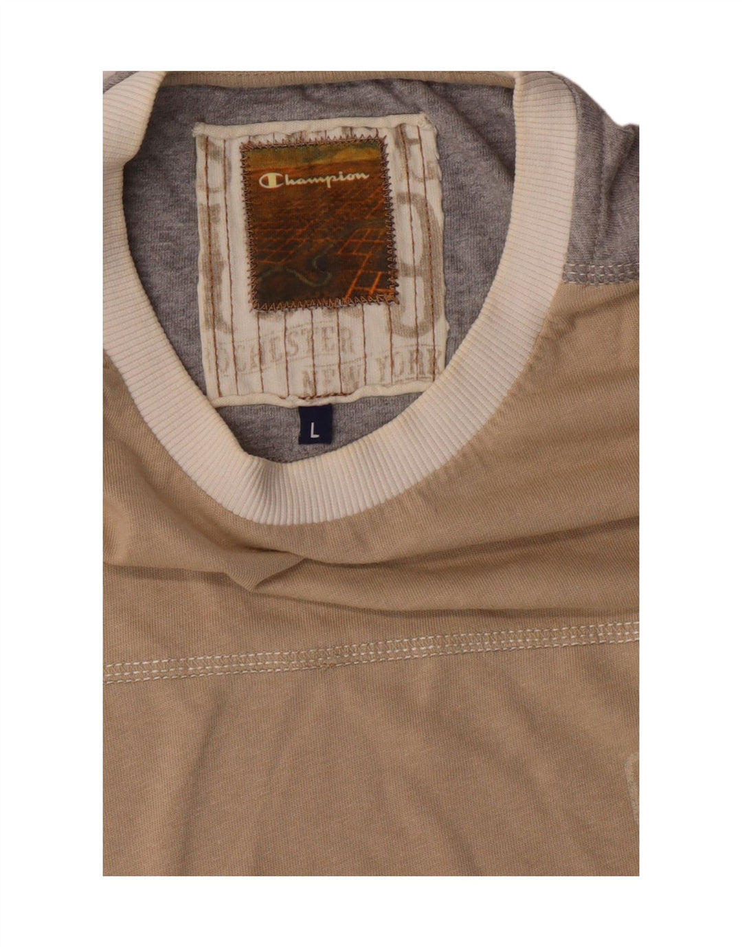 Champion Herre Grafisk T-Shirt Top Stor Beige Colourblock