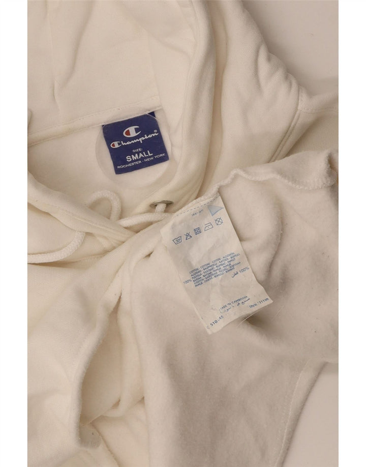 CHAMPION Dame Crop Hoodie Jumper UK 10 Small Off White Bomuld