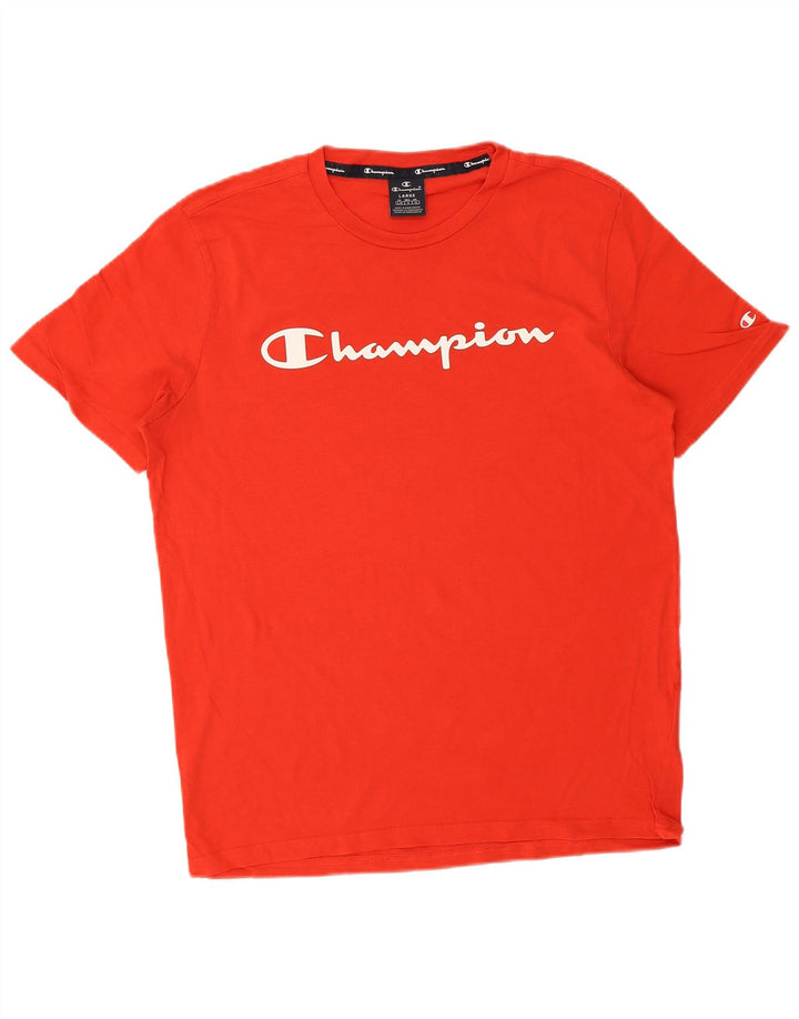 Champion Herre Grafisk T-Shirt Top Stor Rød Bomuld