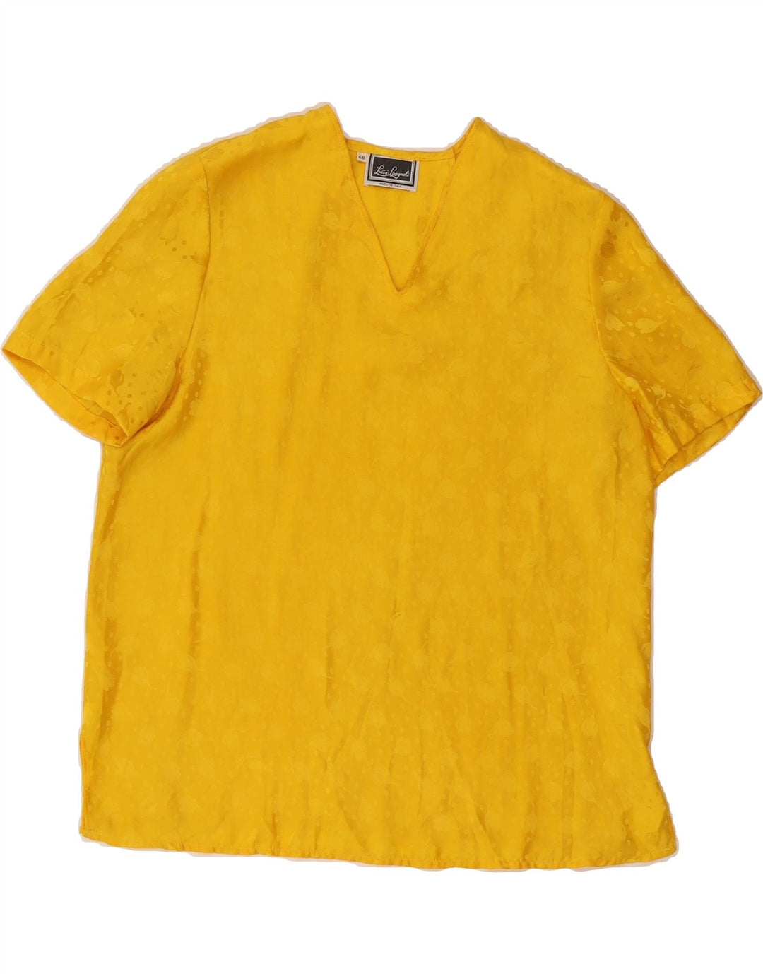 LUISA SPAGNOLI Womens Blouse Top IT 46 Large Yellow Floral Silk Vintage Luisa Spagnoli and Second-Hand Luisa Spagnoli from Messina Hembry 