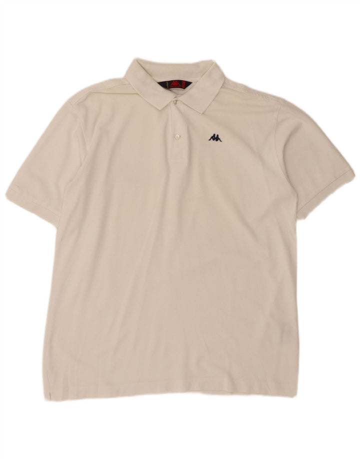 KAPPA Mens Polo Shirt Large White Cotton