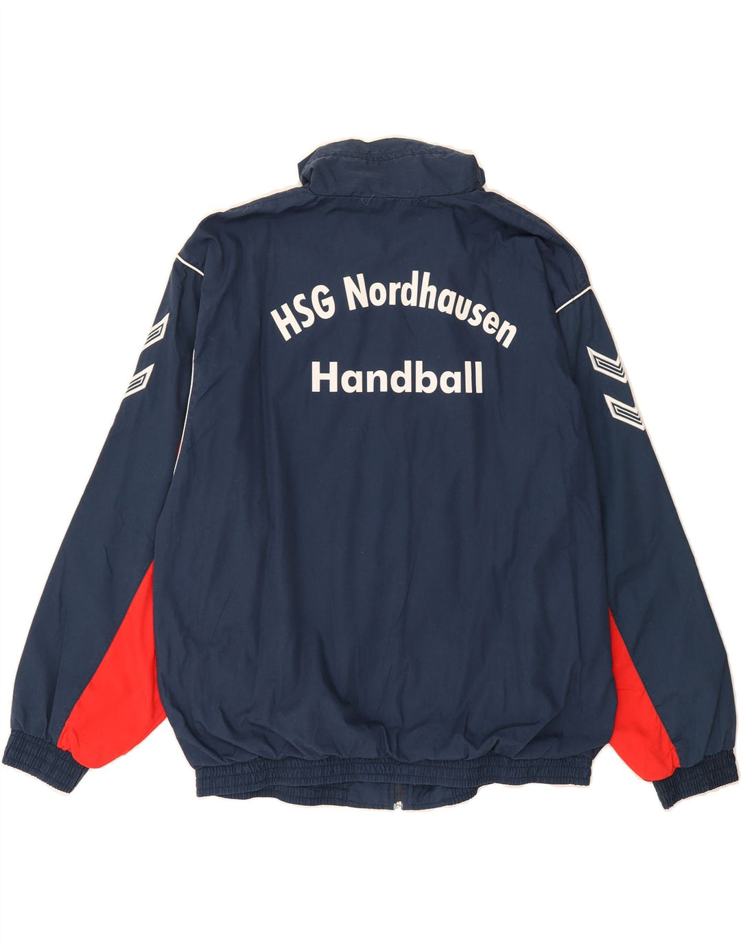 HUMMEL Mens Tracksuit Top Jacket UK 40/42 Large Navy Blue Colourblock Vintage Hummel and Second-Hand Hummel from Messina Hembry 