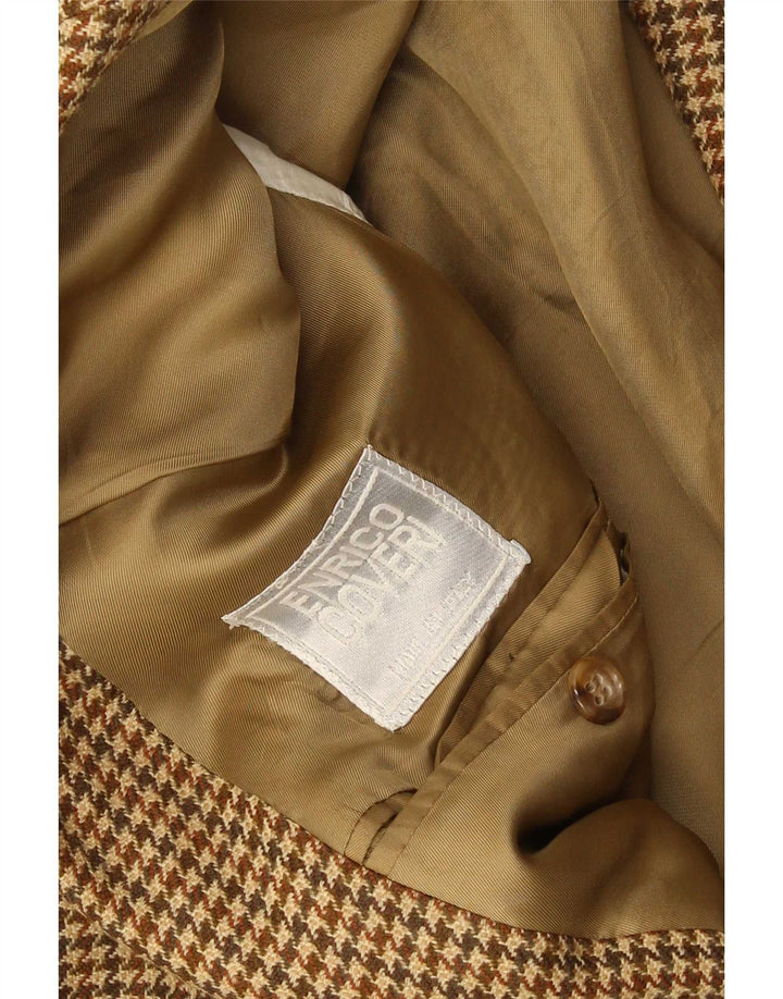 Enrico Coveri Herre 2-knaps blazerjakke UK 40 Large Brown Houndstooth