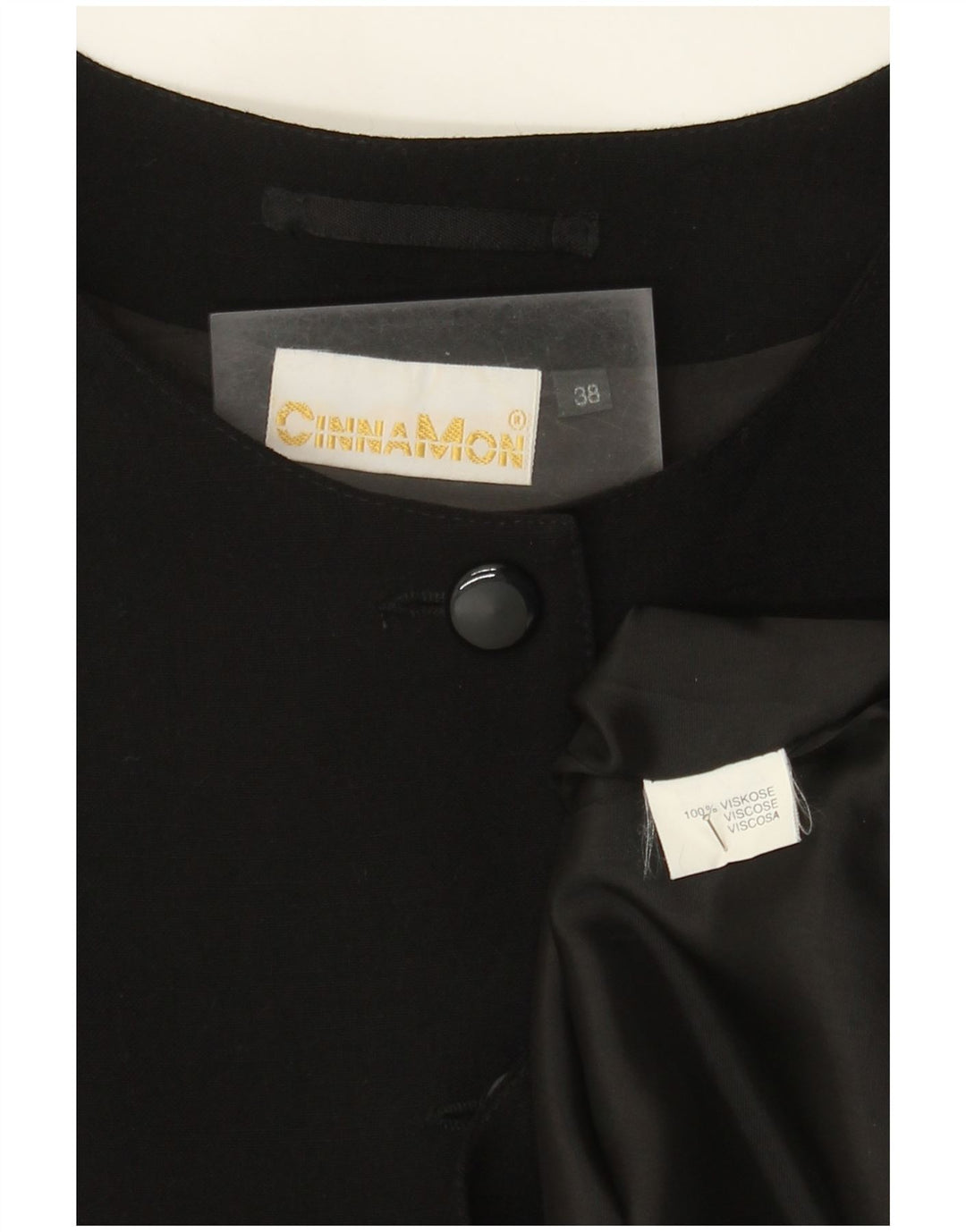 Cinnamon Womens Crop 4-knaps 3/4-ærmet blazerjakke EU 38 Medium Black
