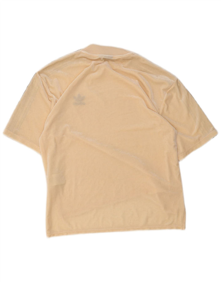 Adidas Dame Velour T-Shirt Top UK 10 Small Beige Polyester