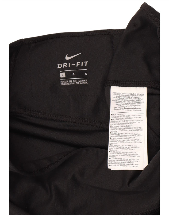 Nike Dame Dri Fit Leggings UK 14 Large Black Polyester