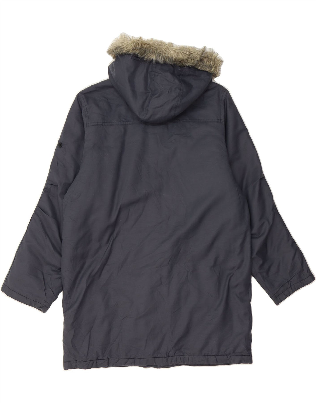 BENETTON Boys Hooded Padded Jacket 11-12 Years XL Navy Blue Polyester Vintage Benetton and Second-Hand Benetton from Messina Hembry 