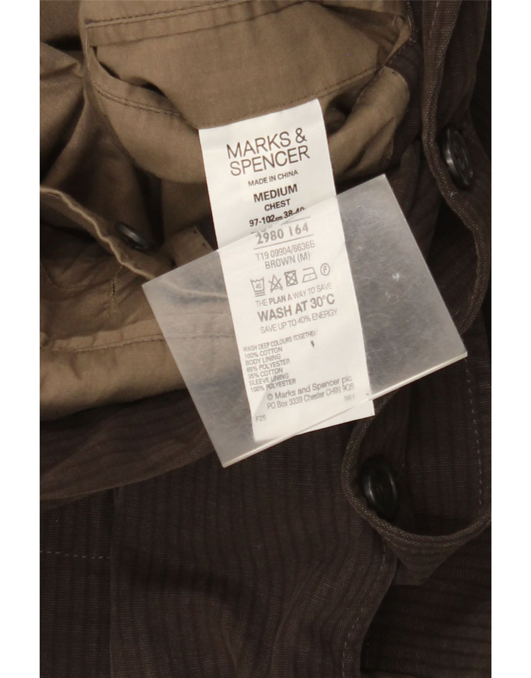 Marks & Spencer Herre 2-knaps blazerjakke UK 38 Medium Brown Nålestribe