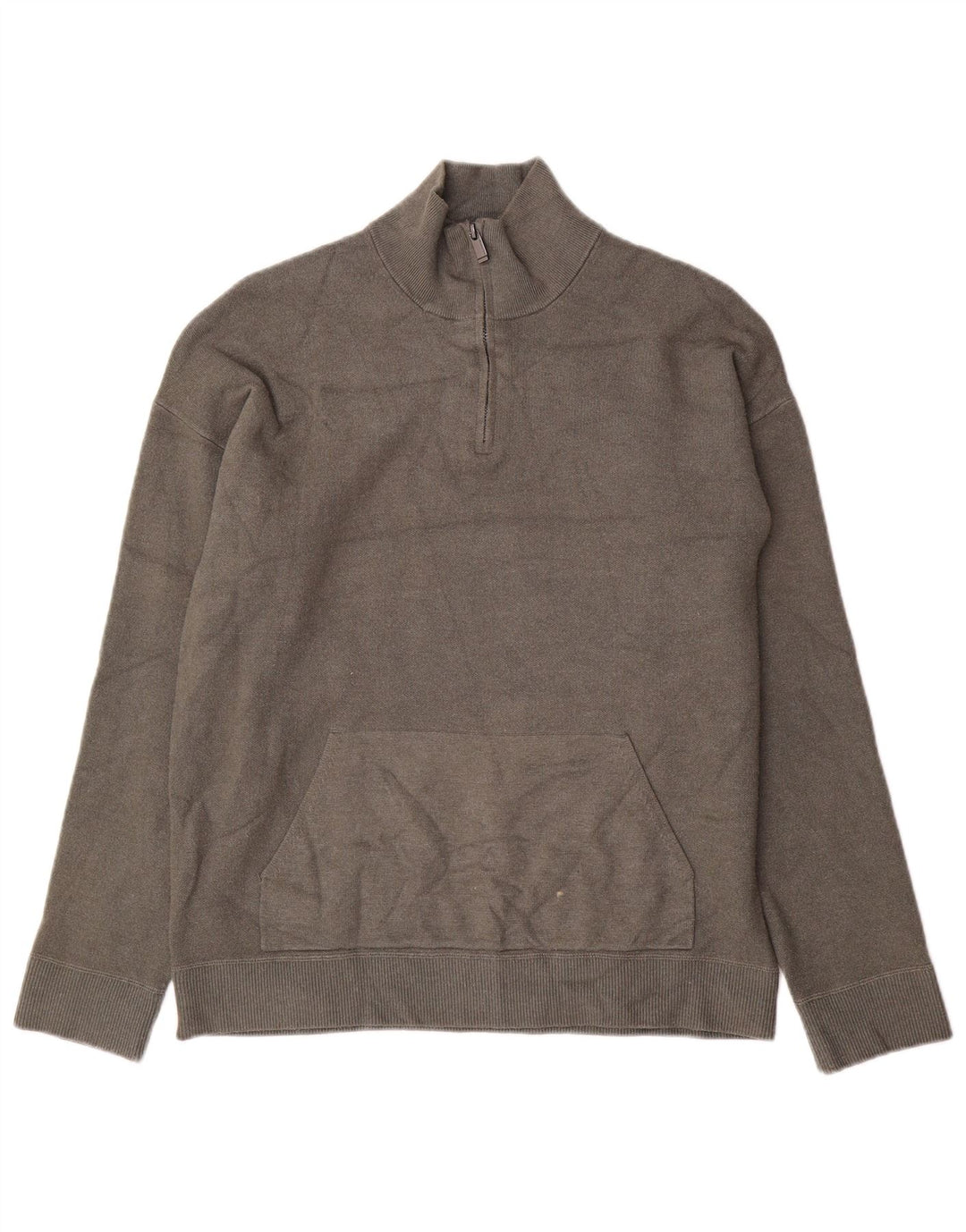 MASSIMO DUTTI Herre Zip Neck Sweater XL Grå Viscose