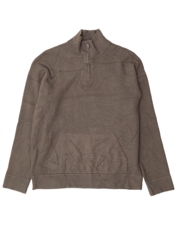 MASSIMO DUTTI Herre Zip Neck Sweater XL Grå Viscose