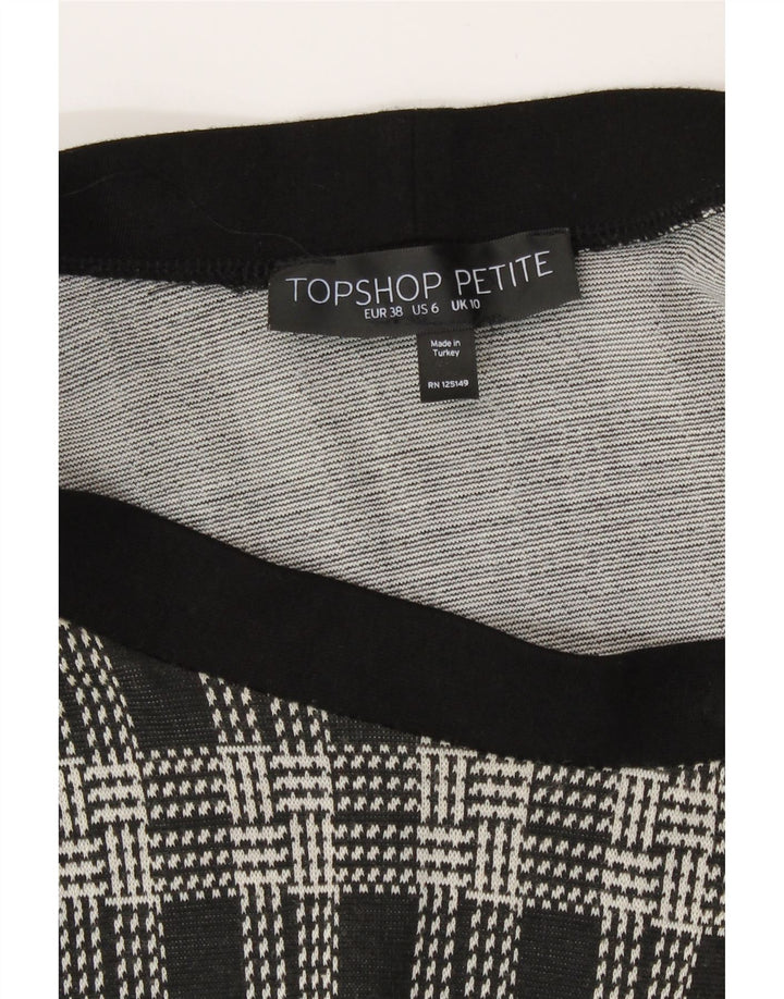 Topshop Dame Mini-nederdel UK 10 Small W26 Black Check Viscose