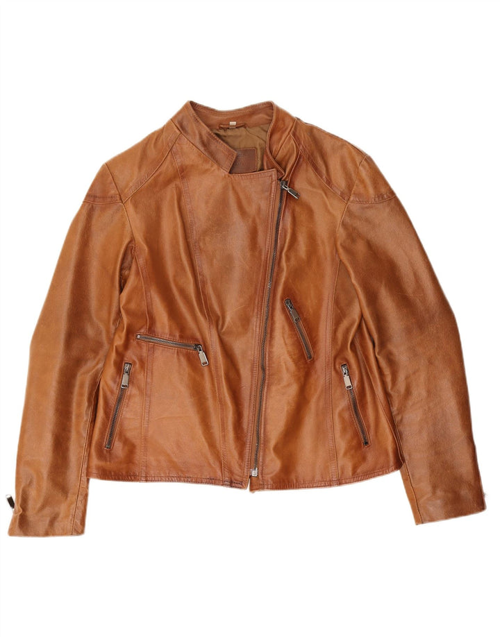 Bata Læder Biker Jacket UK 14 Stor Brun