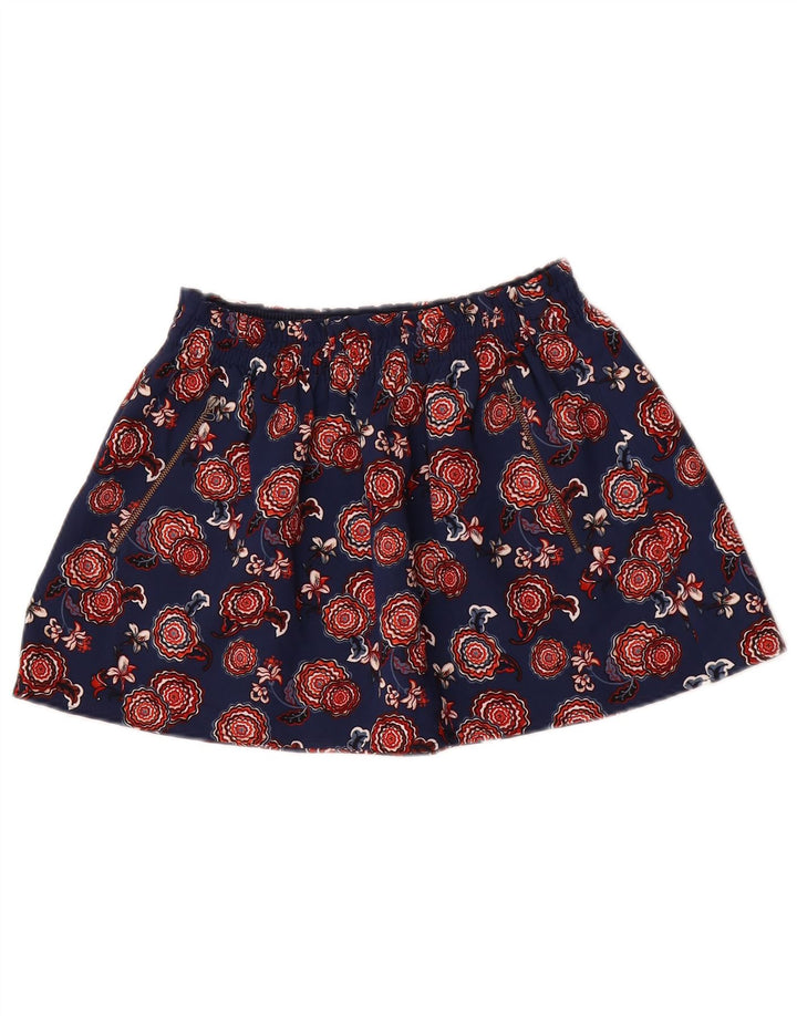 Zara Dame Mini-nederdel Medium W28 Navy Blue Floral