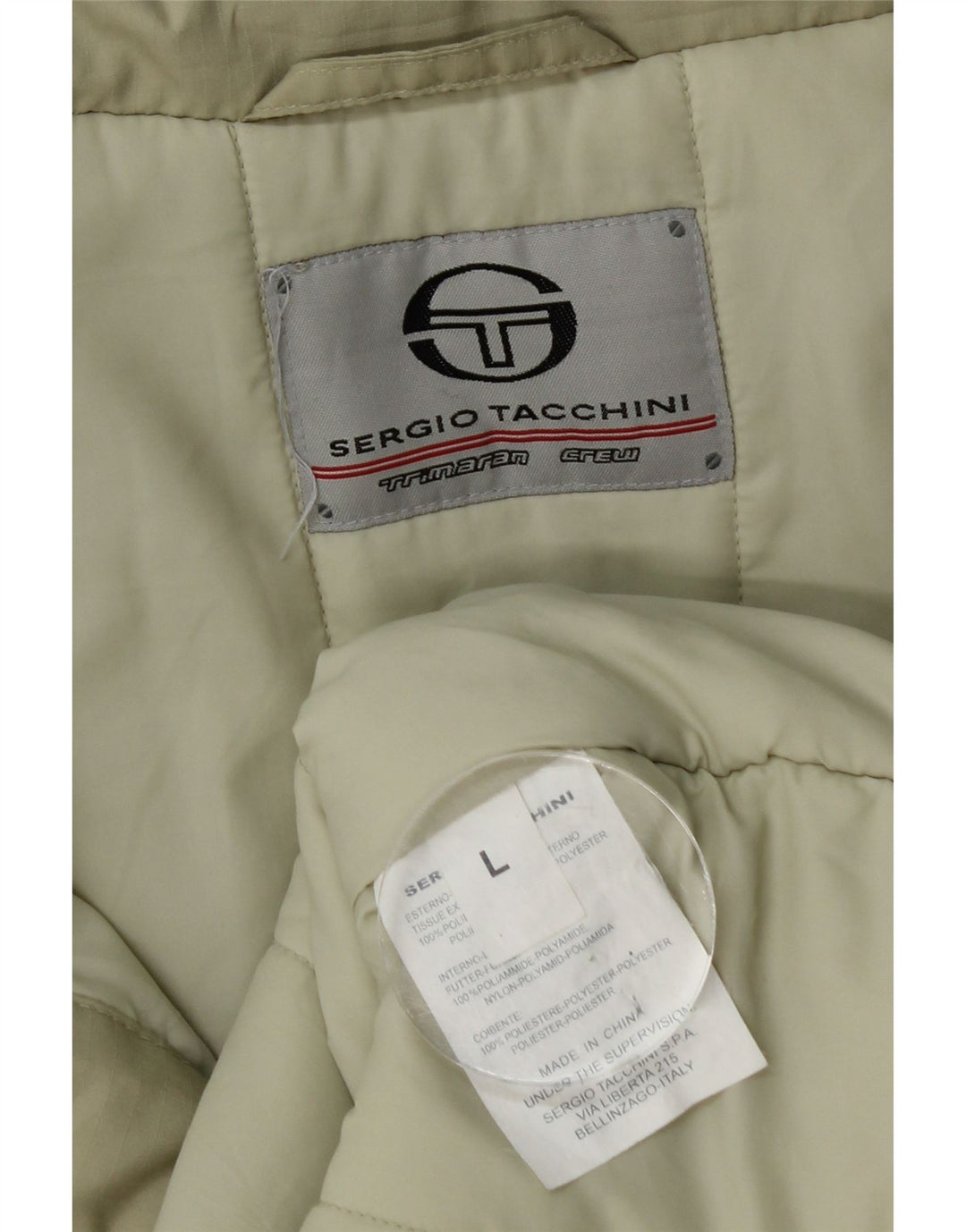 SERGIO TACCHINI Herre Hættevindjakke UK 40 Stor Beige Polyester